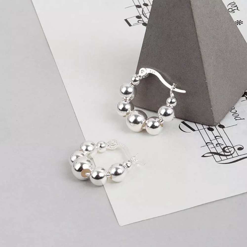 New Sterling Silver 925 Bubble Hoop Earrings set